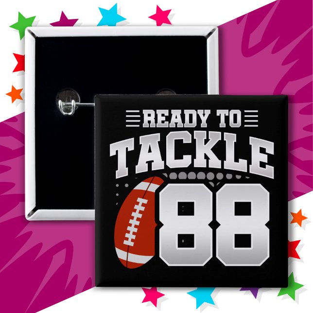 88-jähriges Tackle Football Party 88. Geburtstag Button (Von Creator hochgeladen)
