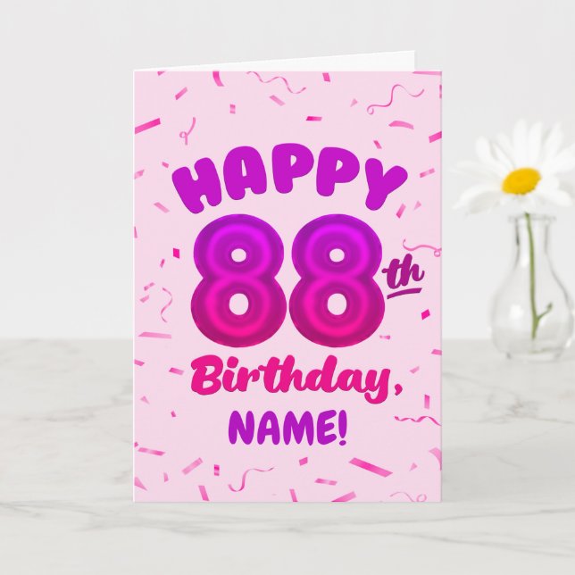 88th Balloon Number Custom Name Birthday Card Karte (Kleine Pflanze)