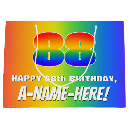 88th Birthday: Colorful, Fun Rainbow Pattern # 88 Große Geschenktüte