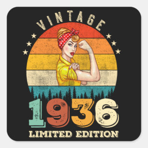 89. Geburtstag 1936 Vintage 89. Geburtstag Frauen Quadratischer Aufkleber
