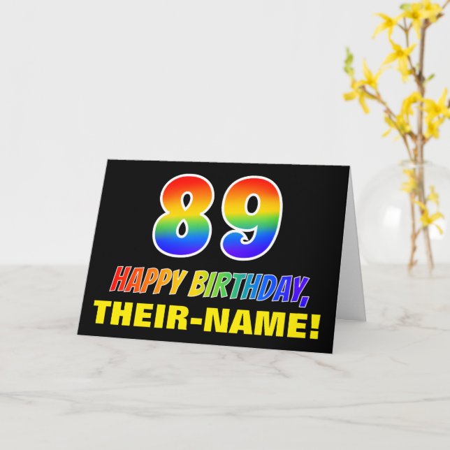 89. Geburtstag: Bold, Fun, Simple, Rainbow 89 Karte (Gelbe Blume)