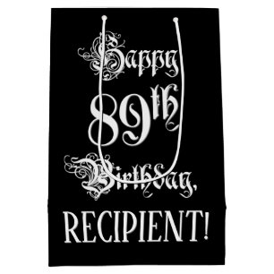 89. Geburtstag: Extravagant, elegant, Script + Ind Mittlere Geschenktüte