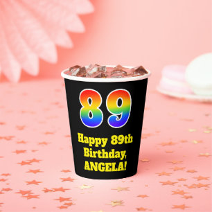 89. Geburtstag: Farbenfroh, Spaß, Spannung, Regenb Pappbecher