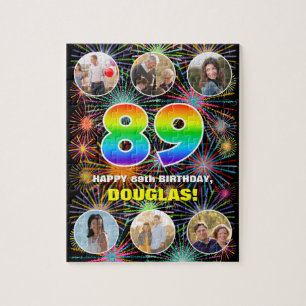 89. Geburtstag: Fun Rainbow #, Individuelle Name + Puzzle