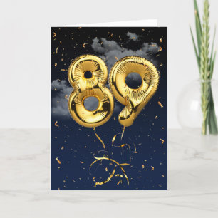 89. Geburtstag Gold Mylar Ballon und Confetti Card Karte