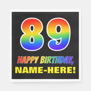 89. Geburtstag: kühl, Spaß, einfach, Regenbogen Serviette