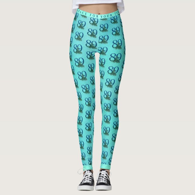 89. Geburtstag oder Jubiläum Pfauenfedern Leggings (Vorderseite)