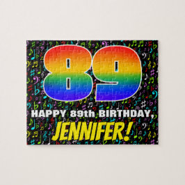 89. Geburtstag — Spaß, bunte Musiksymbole & "89" Puzzle
