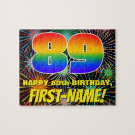 89. Geburtstag: Spaß, farbenfrohe feierliche Feuer Puzzle