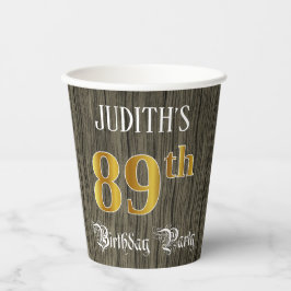 89. Geburtstagsparty - Imitate Gold & Imitate Wood Pappbecher