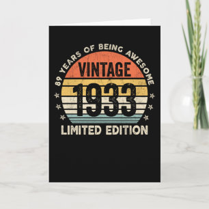 89 Jahre Awesome Vintage 1933 Karte