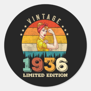 89-jähriger Tag 1936 Vintag 89. Geburtstagsfrauen Runder Aufkleber