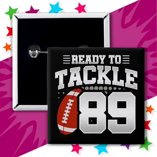 89-jähriges Tackle Football Party 89. Geburtstag Button (Von Creator hochgeladen)