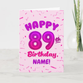 89th Balloon Number Custom Name Birthday Card Karte