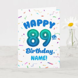 89th Balloon Number Custom Name Birthday Card Karte