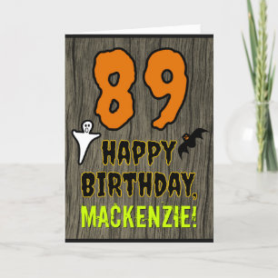 89th Birthday: Spooky Halloween Theme, Custom Name Karte