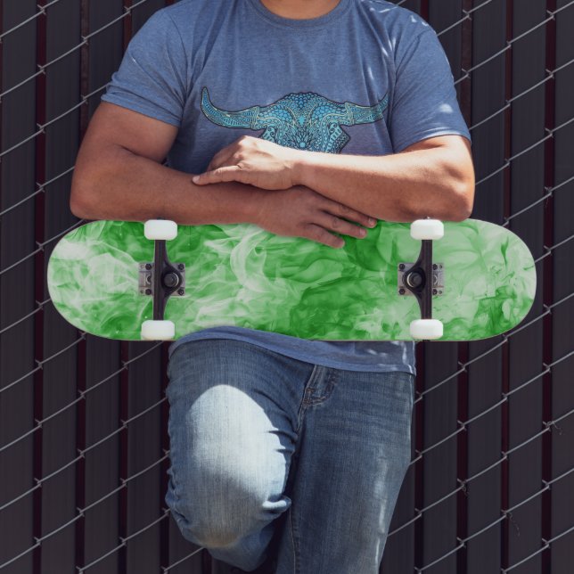 8 1/2" Abstraktes grünes Rauchskateboard Skateboard (Außenbereich 3)