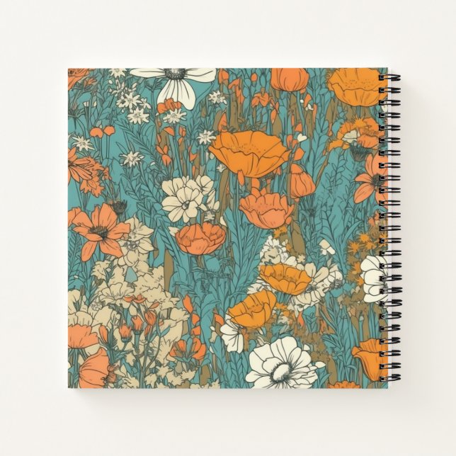 8,5" x 8,5" Hardcover-Notebook: Blühende Blume Notizbuch (Rückseite)