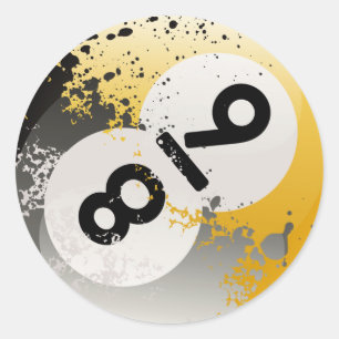 8 & 9 Ball Collage Runder Aufkleber