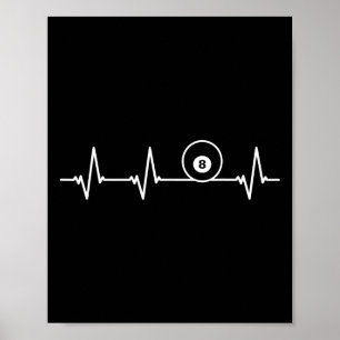 8 Acht Ball Heartbeat Shirt Funny Billiard Geschen Poster
