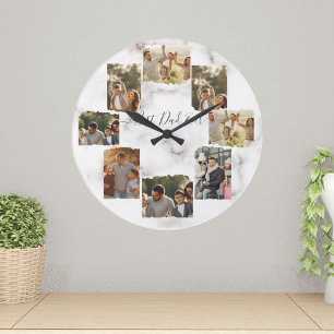 8 Acht Foto Moderne Elegante Collage Wanduhr
