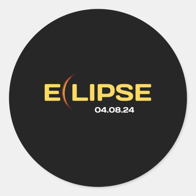 8. April 2024 Gesamter Sonnenstrahl-Pfad der Total Runder Aufkleber (Vorderseite)