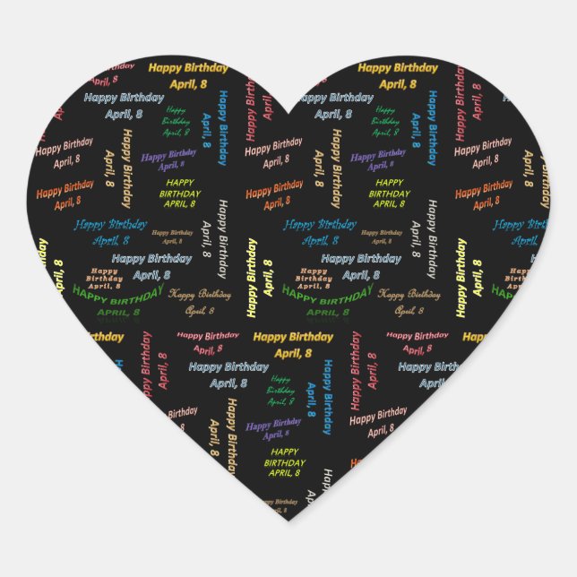 8. April Herz-Aufkleber (Vorderseite)