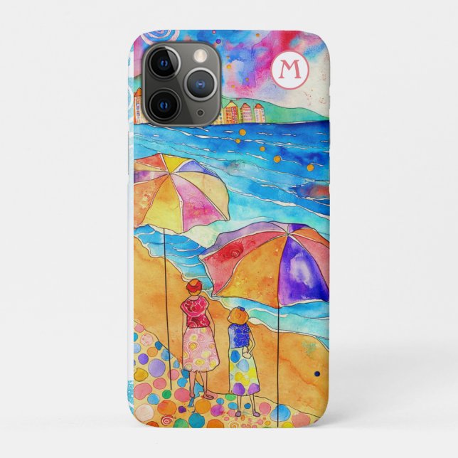 *~* 8 Aquarellsee Strand Umbrella Sand Case-Mate iPhone Hülle (Rückseite)