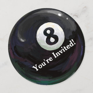 8 Ball Art Birthday Party Runde Einladung