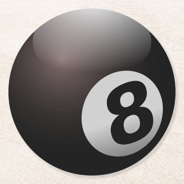 8 Ball Billiard Pool Runder Pappuntersetzer (Vorderseite)
