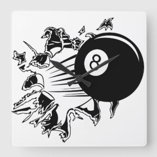 8-Ball Breakthrough Quadratische Wanduhr