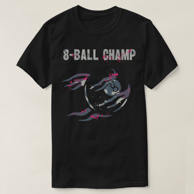 8 Ball Champion Billiards Snooker Player T-Shirt (Design vorne)
