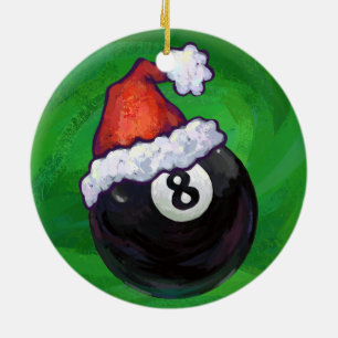 8 Ball Christmas Green Keramik Ornament