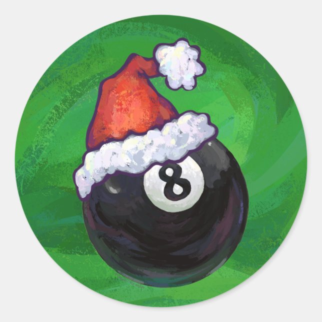 8 Ball Christmas Green Runder Aufkleber (Vorderseite)