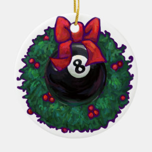 8 Ball Christmas Keramik Ornament