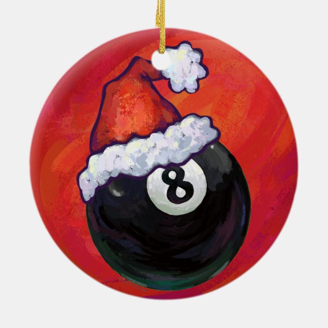 8 Ball Christmas Red Hat Keramikornament (Hinten)