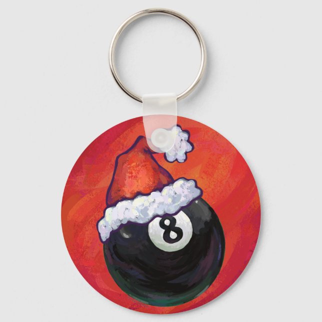 8 Ball Christmas Red Hat Schlüsselanhänger (Vorderseite)