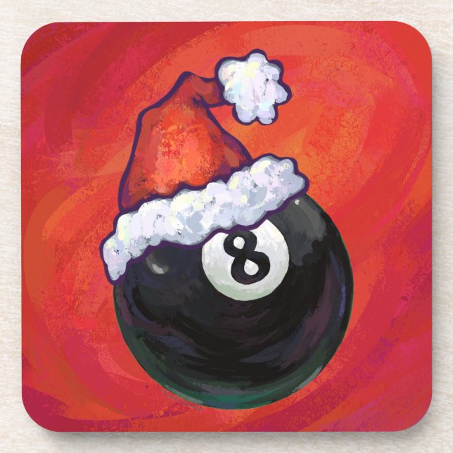 8 Ball Christmas Red Hat Untersetzer (Vorderseite)