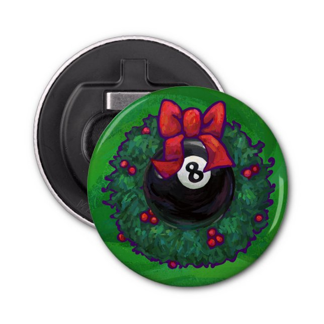 8 Ball Christmas Wreath Green Flaschenöffner (Vorderseite)