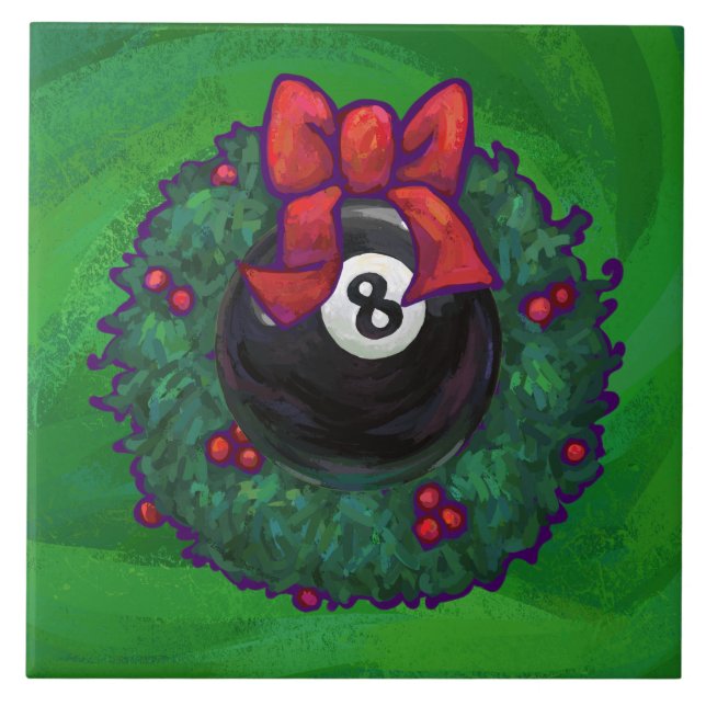 8 Ball Christmas Wreath Green Fliese (Vorderseite)