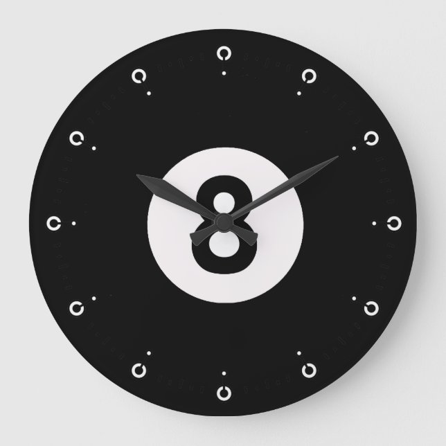 8-Ball-Design-Wandleuchte Große Wanduhr (Vorderseite)