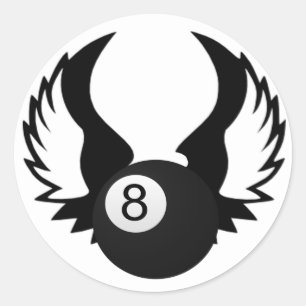 8 Ball mit Flügeln Runder Aufkleber