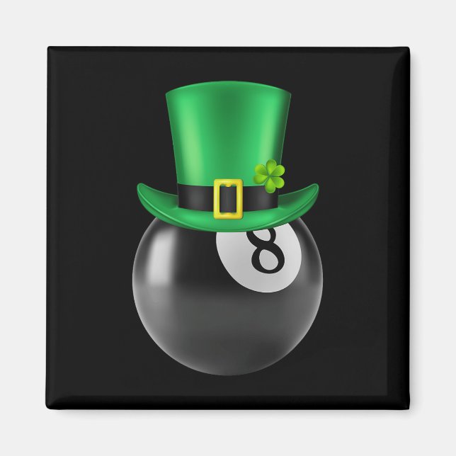 8 Ball Pool Billard Lover St Paddys Day Leprecha Magnet (Vorne)