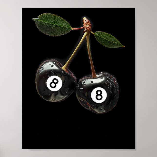 8 Ball Pool Billard Player Cherries Poster (Vorne)