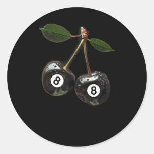 8 Ball Pool Billard Player Cherries Runder Aufkleber