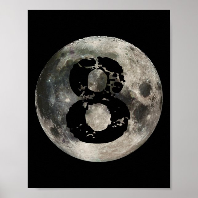8 Ball Pool Billard Player Vollmond Poster (Vorne)