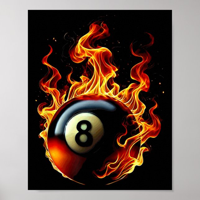 8 Ball Pool Billiard Player Flame Poster (Vorne)