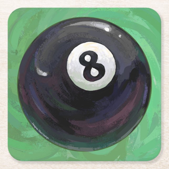8 Ball Rechteckiger Pappuntersetzer (Vorderseite)