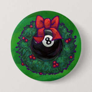 8 Ball-WeihnachtsKranz-Grün Button