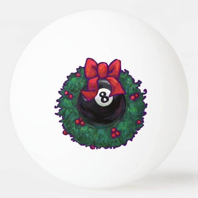 8 Ball-WeihnachtsKranz-Grün Tischtennisball (Rückseite)